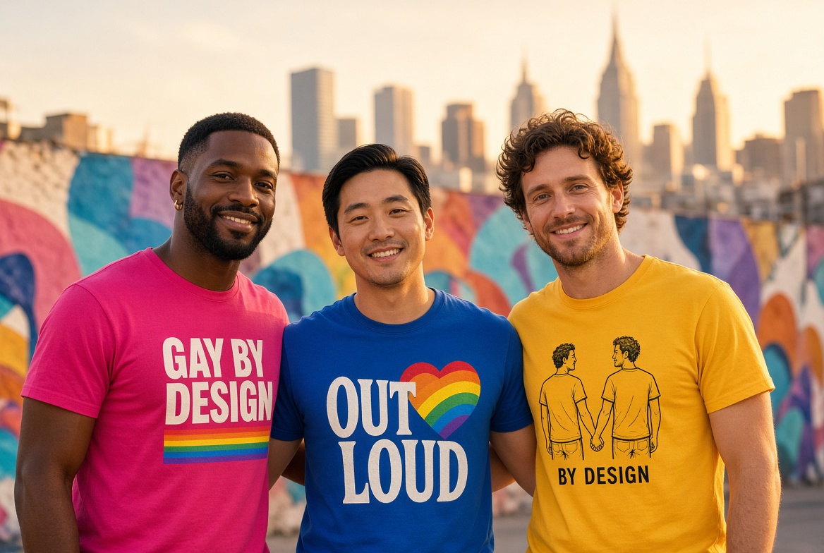 Colourful graphic apparel from the Gay By Design collection